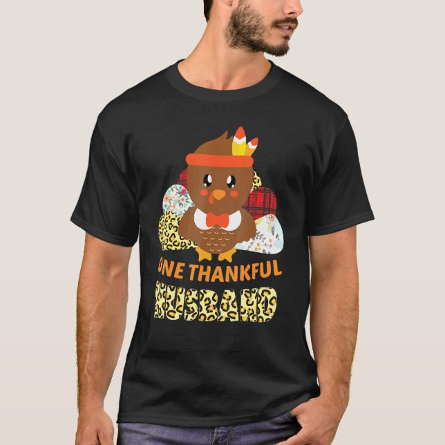 One Thankful Husband Turkey Blessed Husband Thanks T-Shirt (Front)
