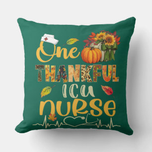 One Thankful ICU Nurse Pumpkin Stethoscope Thanksg Cushion
