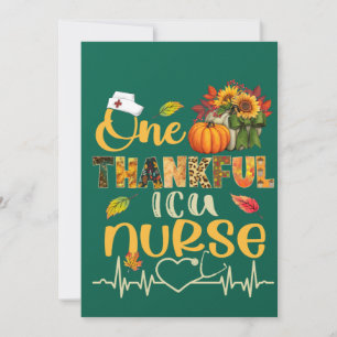 One Thankful ICU Nurse Pumpkin Stethoscope Thanksg Invitation