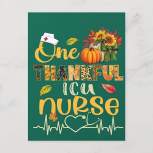 One Thankful ICU Nurse Pumpkin Stethoscope Thanksg Postcard