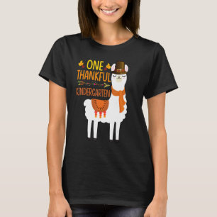 One Thankful kindergarten Teacher Llama Thanksgivi T-Shirt