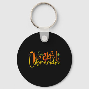 One Thankful Librarian Tee Fall Autumn Thanksgivin Key Ring