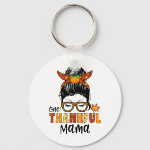 One Thankful Mama Funny Fall Autumn Thanksgiving M Key Ring
