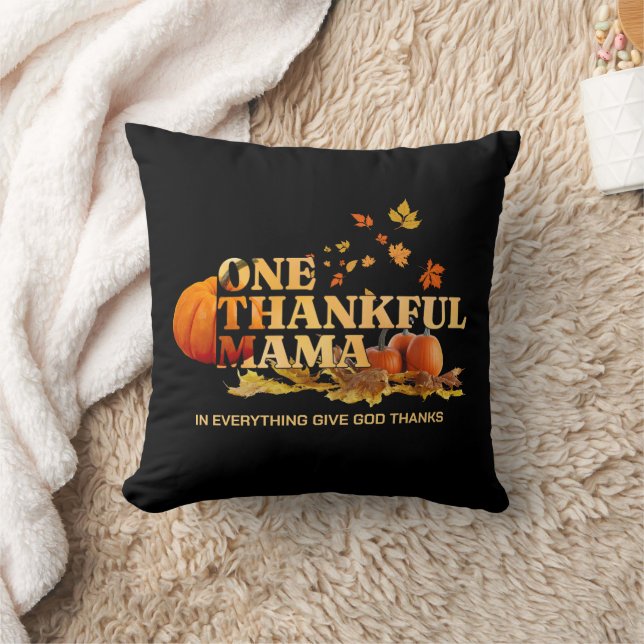 ONE THANKFUL MAMA MOM Thanksgiving Cushion (Blanket)