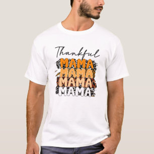 One Thankful Mama Mother Lover Leopard Fall Thanks T-Shirt