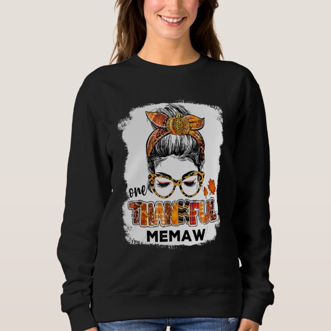One Thankful Memaw Fall Costume Leaves Autumn Than Sweatshirt (Front)