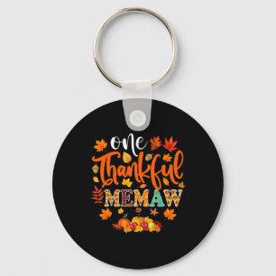 One Thankful Memaw  Funny Fall Autumn Thanksgiving Key Ring