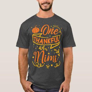 One Thankful Mimi Pumpkin Autumn Leaves Fall Thank T-Shirt