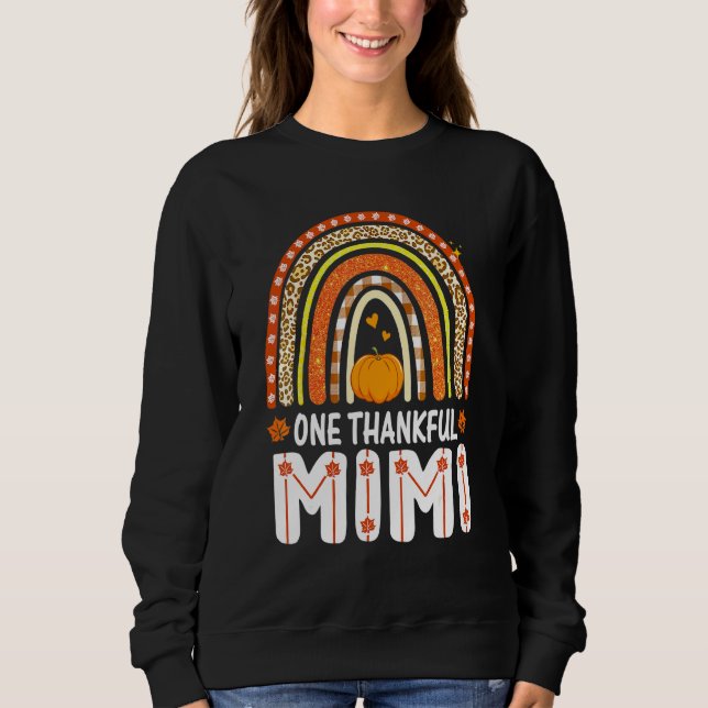 One Thankful Mimi Rainbow Leopard Fall Autumn Than Sweatshirt (Front)