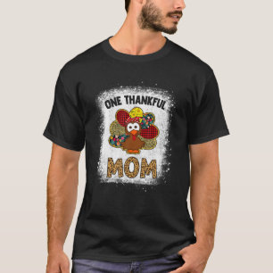One Thankful MOM Bleach Turkey Leopard Thanksgivin T-Shirt