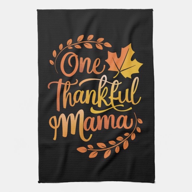 One Thankful Mum Cute Fall Thanksgiving  Autumn  Tea Towel (Vertical)