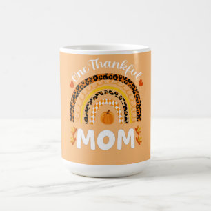 One Thankful Mum Thanksgiving Rainbow Fall Leopard Coffee Mug