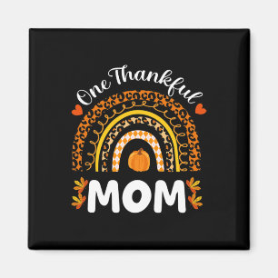 One Thankful Mum Thanksgiving Rainbow Fall Leopard Magnet