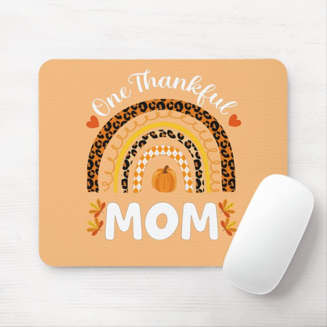 One Thankful Mum Thanksgiving Rainbow Fall Leopard Mouse Pad (With Mouse)