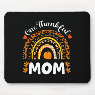 One Thankful Mum Thanksgiving Rainbow Fall Leopard Mouse Pad