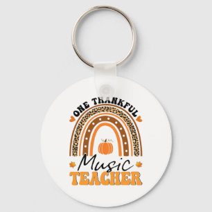 One Thankful Music Teacher Thanksgiving Rainbow Le Key Ring