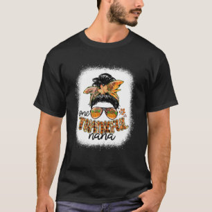 One Thankful Nana Messy Bun Fall Thanksgiving Gift T-Shirt