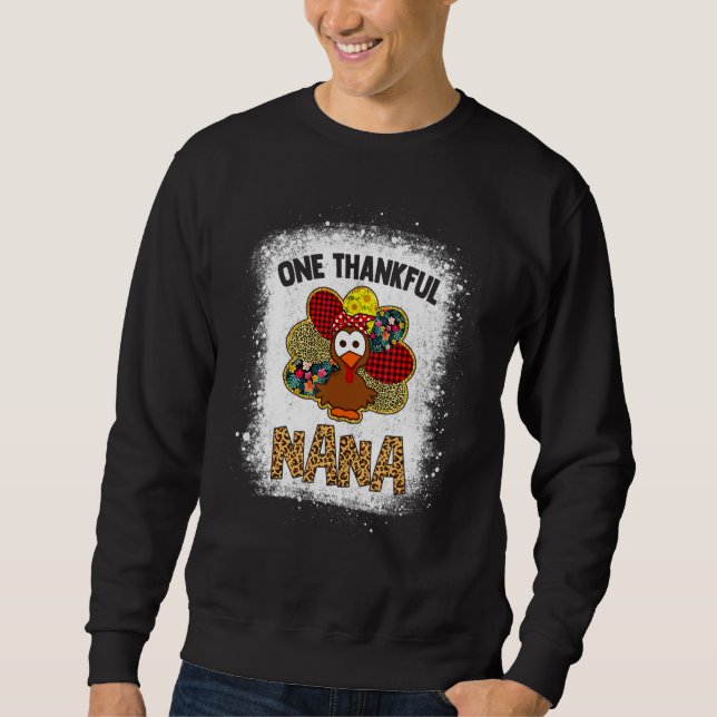 One Thankful Nana Shirt Bleach Turkey Leopard Than (Front)