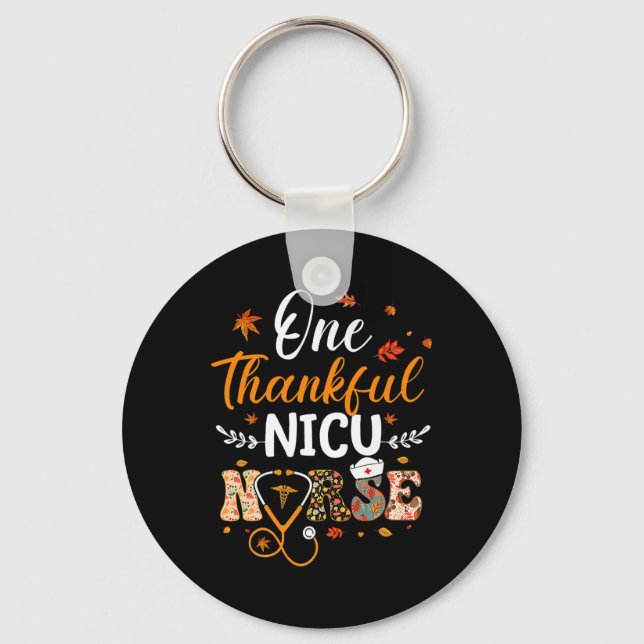 One Thankful Nicu Nurse Thanksgiving Fun Nursing F Key Ring (Front)