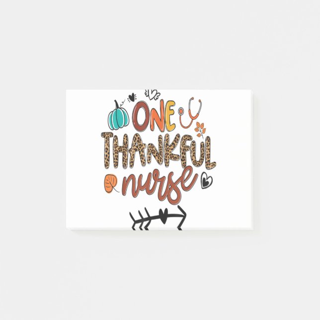 One Thankful Nurse Leopard Pumpkin Fall Thanksgivi Post-it Notes (Front)