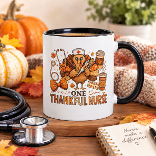 One Thankful Nurse Mug, Funny Thanksgiving Gift Mug