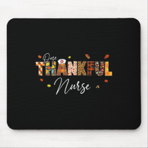 One Thankful Nurse Thanksgiving Day Leopard Plaid  Mouse Pad