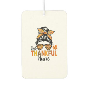 One Thankful Nurse Thanksgiving Women Messy Bun Le Car Air Freshener