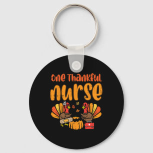 One Thankful Nurse Turkey Thanksgiving Fall Scrub  Key Ring