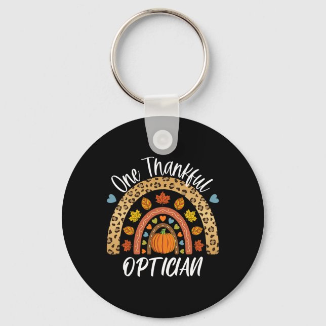 One Thankful Optician Cute Rainbow Autumn Fall  Key Ring (Front)