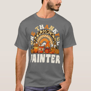 One Thankful Painter Thanksgiving Rainbow Leopard  T-Shirt