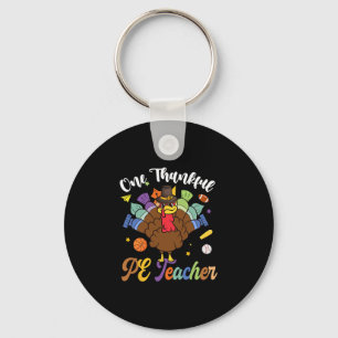 One Thankful Pe Teacher Turkey Thanksgiving Key Ring