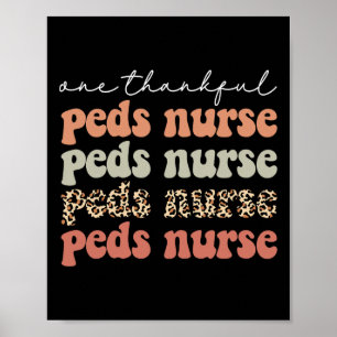 One Thankful PEDS Nurse Autumn Tree Fall Leaves Th Poster