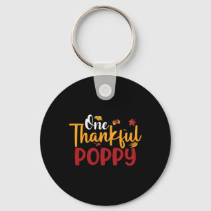 One Thankful Poppy Funny Thanksgiving Fall Autumn  Key Ring