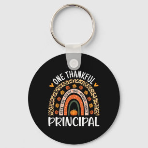 One Thankful Principal Thanksgiving Rainbow Leopar Key Ring
