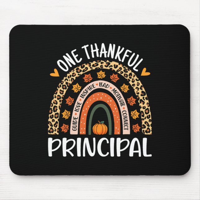 One Thankful Principal Thanksgiving Rainbow Leopar Mouse Pad (Front)