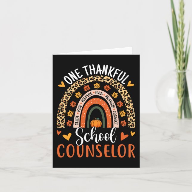 One Thankful School Counsellor Thanksgiving Rainbo Card (Front)