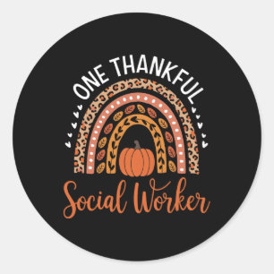 One Thankful School Social Worker Thanksgiving Sch Classic Round Sticker