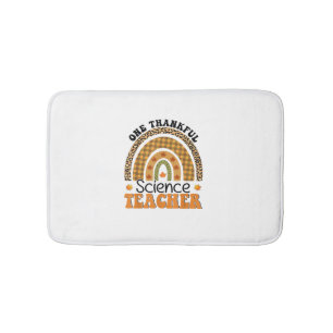 One Thankful Science Teacher Groovy Thanksgiving R Bath Mat