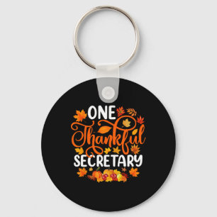 One Thankful Secretary Funny Fall Autumn Thanksgiv Key Ring
