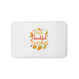 One Thankful Son Shirt Family Thanksgiving 2021 ma Bath Mat