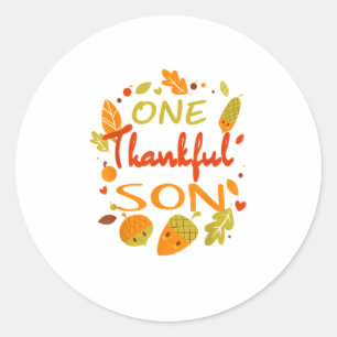 One Thankful Son Shirt Family Thanksgiving 2021 ma Classic Round Sticker