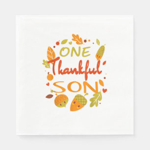 One Thankful Son Shirt Family Thanksgiving 2021 ma Napkin