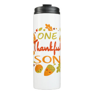 One Thankful Son Shirt Family Thanksgiving 2021 ma Thermal Tumbler
