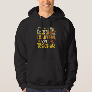 One Thankful Sped Teacher Turkey Leopard Thanksgiv Hoodie