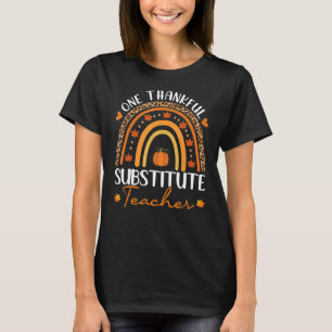 One Thankful Substitute Teacher Rainbow Leopard Th T-Shirt