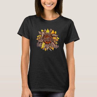 One Thankful Sunflower Leopard Plaid First Grade T T-Shirt