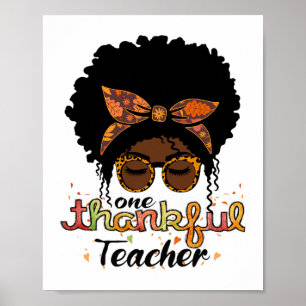 One Thankful Teacher Afro-american Women Fall Than Poster