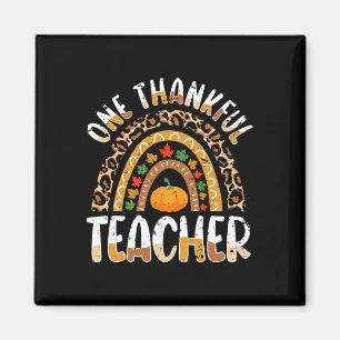 One Thankful Teacher Cute Thanksgiving Rainbow Leo Magnet