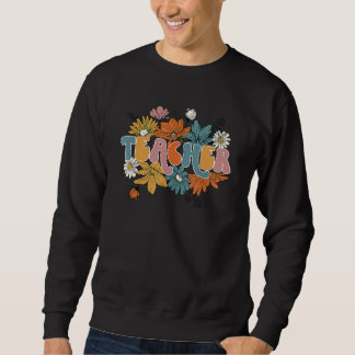 One Thankful Teacher Floral Teacher Life Thanksgiv Sweatshirt