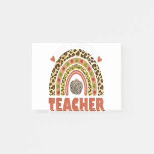One Thankful Teacher Leopard Rainbow Pumpkin Thank Post-it Notes